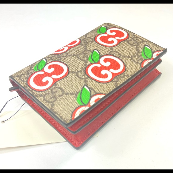 Gucci #624641 GG Supreme Apple Motif Card Wallet, New in Box - Picture 2 of 9